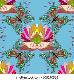 Motley vector illustration. Seamless exotic pattern with many tropical flowers. Blooming jungle.