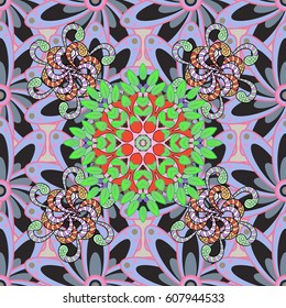 Motley vector illustration. Seamless exotic pattern with many colorful tropical flowers. Blooming jungle.
