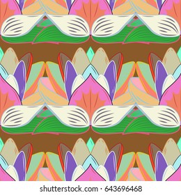 Motley vector illustration. Seamless exotic pattern with many blue tropical flowers. Blooming jungle.