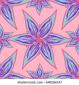 Motley vector illustration. Seamless exotic pattern with many tropical flowers. Blooming jungle.