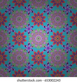 Motley vector illustration. Seamless exotic pattern with many tropical flowers. Blooming jungle.
