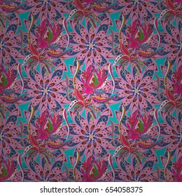 Motley vector illustration. Seamless exotic pattern with many tropical flowers. Blooming jungle.