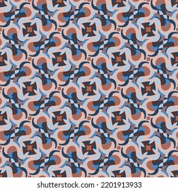 Motley vintage seamless pattern. Overlapping art forms, stripes, polygons, segments are grouped and arranged in a certain order. Vector. 