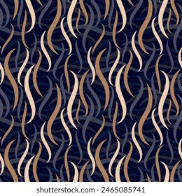Motley wavy striped seamless pattern. Hand drawn background for your design. Textile, packaging, blog decoration, banner, poster, wrapping paper. Vector. 