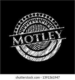 Motley written on a chalkboard. Vector Illustration. Detailed.