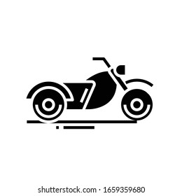 Moto bike black icon, concept illustration, vector flat symbol, glyph sign.
