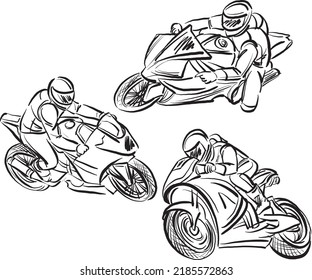 moto bike racing concept brush stroke contrast black vector illustration