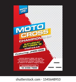 Moto Cross Flyer. Moto Cross Poster. Moto Cross Cover Template. Vector layout design template.