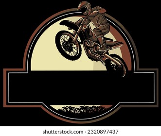 moto cross logo vector illustration racing team dirt bike on black background