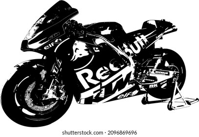 Moto GP KTM vector illustration outline. Coloring book with animal. white background. ready for print or cutting using EPS or convert to SVG format svg