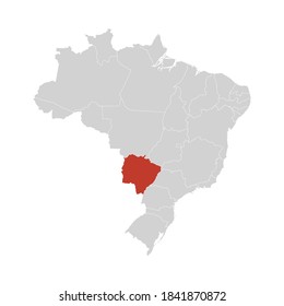 Moto Grosso Do Sul resaltado en el mapa de Brasil Eps 10