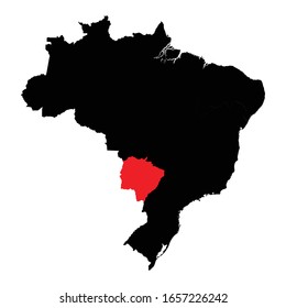 Estado de Moto Grosso Do Sul destacado en el mapa de Brasil Vector EPS 10