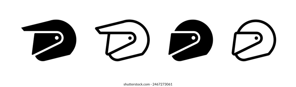 Moto helmet icons. Racing helmet vector illustration. Motorcycle helmet vector icon set.