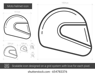 Icono de línea vectorial de casco moto aislado en fondo blanco. Icono de línea de casco de Moto para infografía, sitio web o aplicación. Icono escalable diseñado en un sistema de cuadrícula.