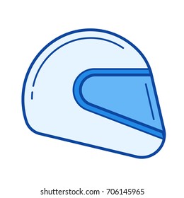 Moto helmet vector line icon isolated on white background. Moto helmet line icon for infographic, website or app. Blue icon designed on a grid system.