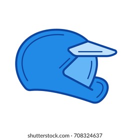 Moto helmet vector line icon isolated on white background. Moto helmet line icon for infographic, website or app. Blue icon designed on a grid system.