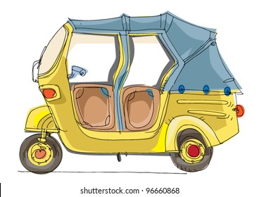 moto rickshaw - cartoon