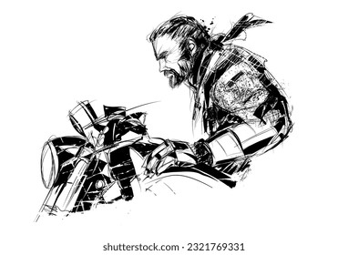 Moto rider - vector illustration (Ideal for printing, poster or wallpaper, house decoration) 
