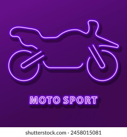 moto sport neon sign, modern glowing banner design, colorful modern design trend on black background. Vector illustration.