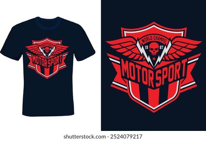 Moto esportes t-shirt design ilustração vetor 