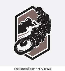 Moto Track or Motocross Jump Logo Vector