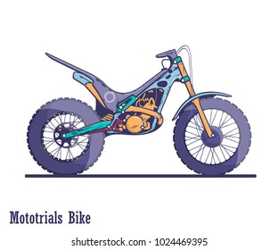 Moto trials bike. A colorful illustration of high quality in a flat design.