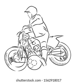 motoball  motorcyclist, contour vector illustration, sketch 