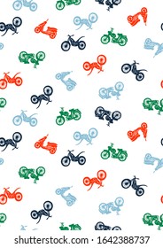 Motobike kids pattern for fabric printing