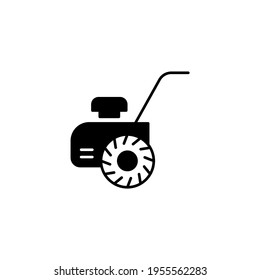 Motoblock plow icon in solid black flat shape glyph icon, isolated on white background 