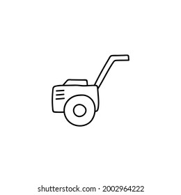 Motoblock-Traktorsymbol auf schwarz-weißem Hintergrund 