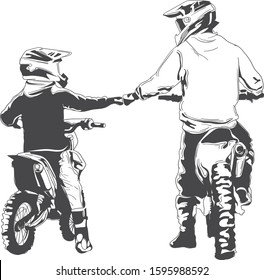 Motocoross Family Vector art, Dad and Son best friend for life .