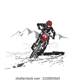 motocoss rider silhouette vector black 