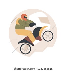 Motocross abstract concept vector illustration. Adventure sport, motorsport championship, motorbike race, extreme track, motorcross rally, enduro dirt bike, bicycle rider, moto abstract metaphor.