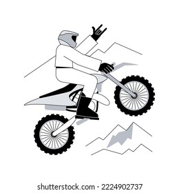 Motocross Abstract Concept Vector Illustration. Adventure Sport, Motorsport Championship, Motorbike Race, Extreme Track, Motorcross Rally, Enduro Dirt Bike, Bicycle Rider, Moto Abstract Metaphor.