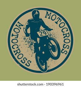 Motocross abstract label, vector illustration