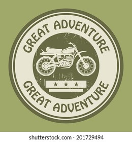 Motocross adventure label or stamp, vector illustration