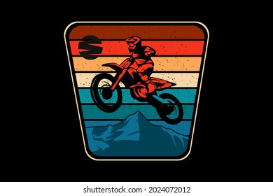 motocross adventure silhouette design retro style
