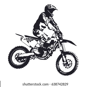 Motocross Rider Motor Vector Silhouette Stock Vector (Royalty Free ...