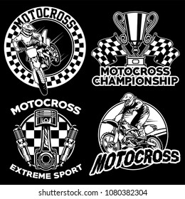 motocross badge collection black and white