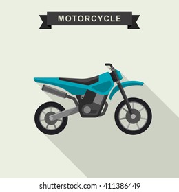 Motocross bike in flat style.