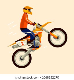 Motocross bike jumping vector illustration