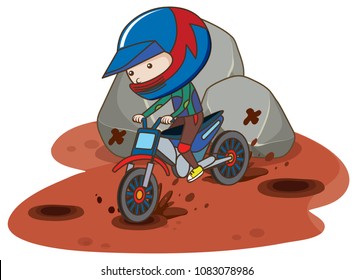 Motocross Bike Riding in Mud illustration