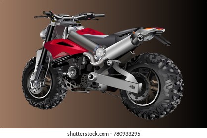 Motocross bike sports cool vector on brown background