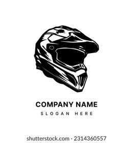 motocross biker helmet logo design illustration