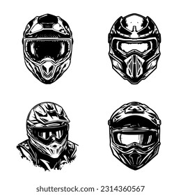 motocross biker helmet logo design illustration