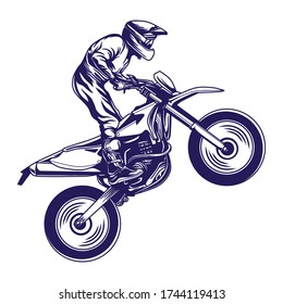 Motocross biker illustration isolated in white background.
