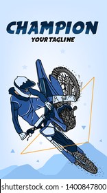 Motocross Blue Background Vector. EPS 10