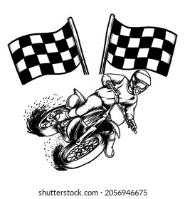 Motocross championship vector illustration. Motocross extreme sport illustration using for template, logo, badge, label, printing.