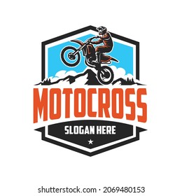 Motocross club badge emblem ready made logo template vector isolated