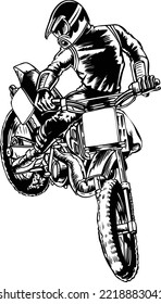 Motocross Competition Jump Vector Illustration